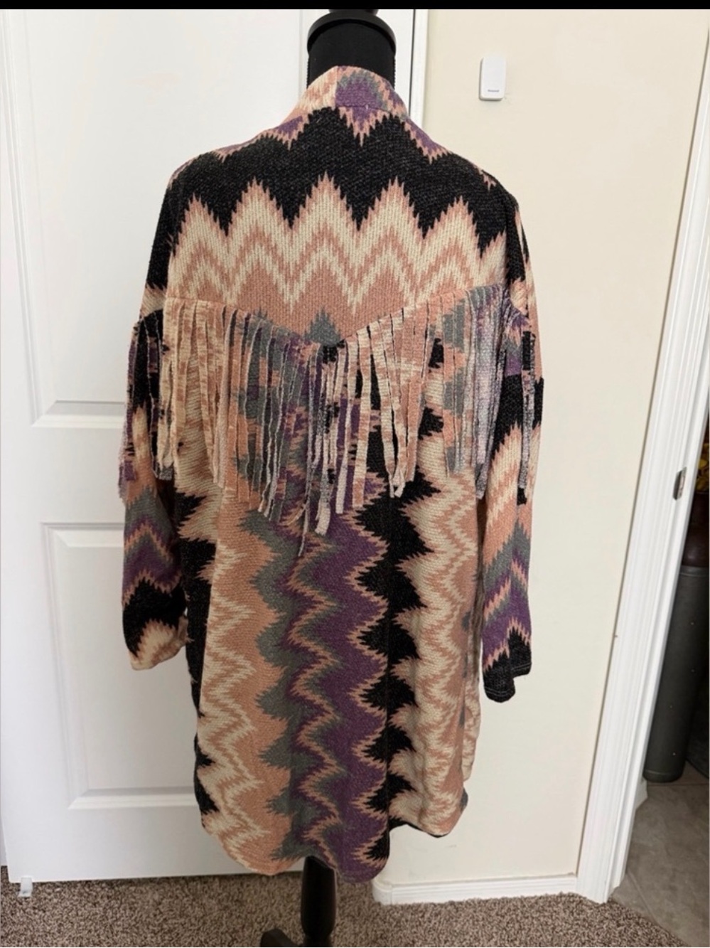 Fringed Aztec Pattern Cardigan - Picture 16 of 16